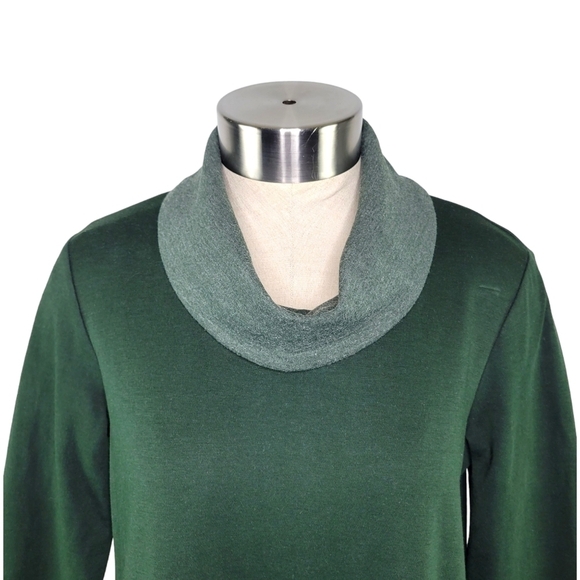 Pure J. Jill Double Knit Cowl Neck Cozy Tunic Dress Women's XS Petite Green - Picture 3 of 10
